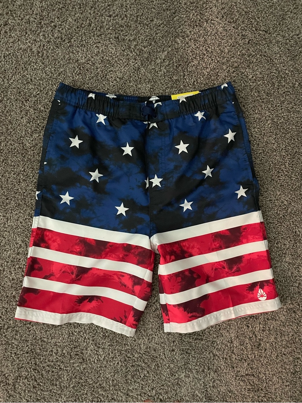 O'Rageous Tie Dye American Patriotic Board Shorts Swim Trunks Boys XL